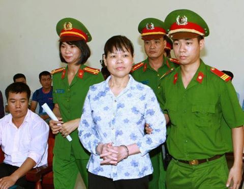 Bà Cấn Thị Thêu trong phiên tòa hôm nay. Ảnh internet