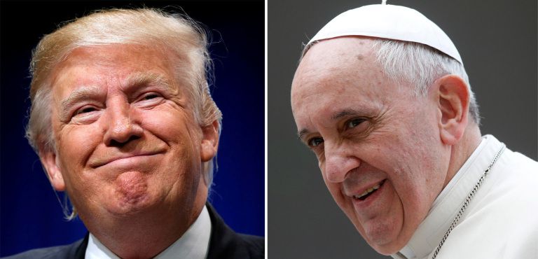 U.S. President Donald Trump and Pope Francis are seen in this composite file photo. The two leaders are scheduled to meet at the Vatican May 24. (CNS photo/Reuters) See POPE-TRUMP-MEETING May 4, 2017.